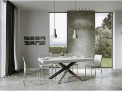Mesa extensible 90x200/460 cm Volantis Premium Fresno Blanco estructura multicolor 4/C