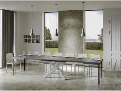 Mesa extensible 90x120/380 cm Volantis estructura cemento blanco