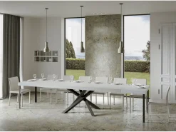 Mesa extensible 90x200/460 cm Volantis Premium Fresno Blanco estructura Antracita