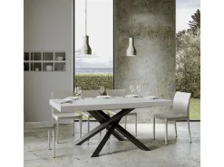 Mesa extensible 90x200/460 cm Volantis Premium Fresno Blanco estructura Antracita