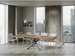 Mesa extensible 130/390x90 cm Volantis roble natural patas multicolor 4/C