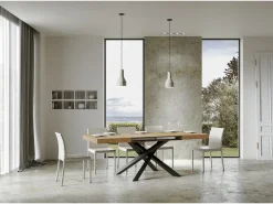Mesa extensible 180/284x90 cm Volantis roble natural patas antracita