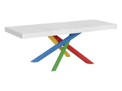 Mesa extensible 180/284x90 cm Volantis Premium fresno blanco patas multicolor 4/B