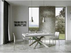 Mesa extensible 90x200/460 cm Volantis Premium Fresno Blanco estructura multicolor 4/A