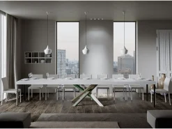 Mesa extensible 90x200/460 cm Volantis Premium Fresno Blanco estructura multicolor 4/A