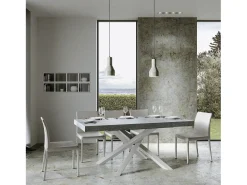 Mesa extensible 90x200/460 cm Volantis Premium Cemento estructura blanco