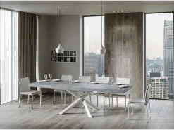 Mesa extensible 90x200/460 cm Volantis Premium Cemento estructura blanco