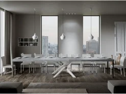 Mesa extensible 90x200/460 cm Volantis Premium Cemento estructura blanco
