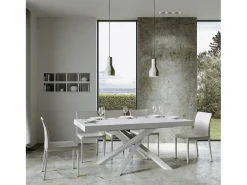Mesa extensible 90x160/420 cm Volantis Premium Fresno Blanco estructura blanco