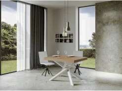 Mesa extensible 90x140/244 cm Volantis Premium Roble Natural estructura blanco