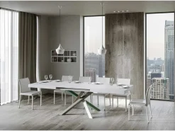 Mesa extensible 200/460x90 cm Volantis fresno blanco patas multicolor 4/A