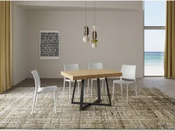 Mesa extensible 120/204x80 cm Zeplir roble natural patas antracita