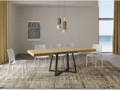 Mesa extensible 120/204x80 cm Zeplir roble natural patas antracita
