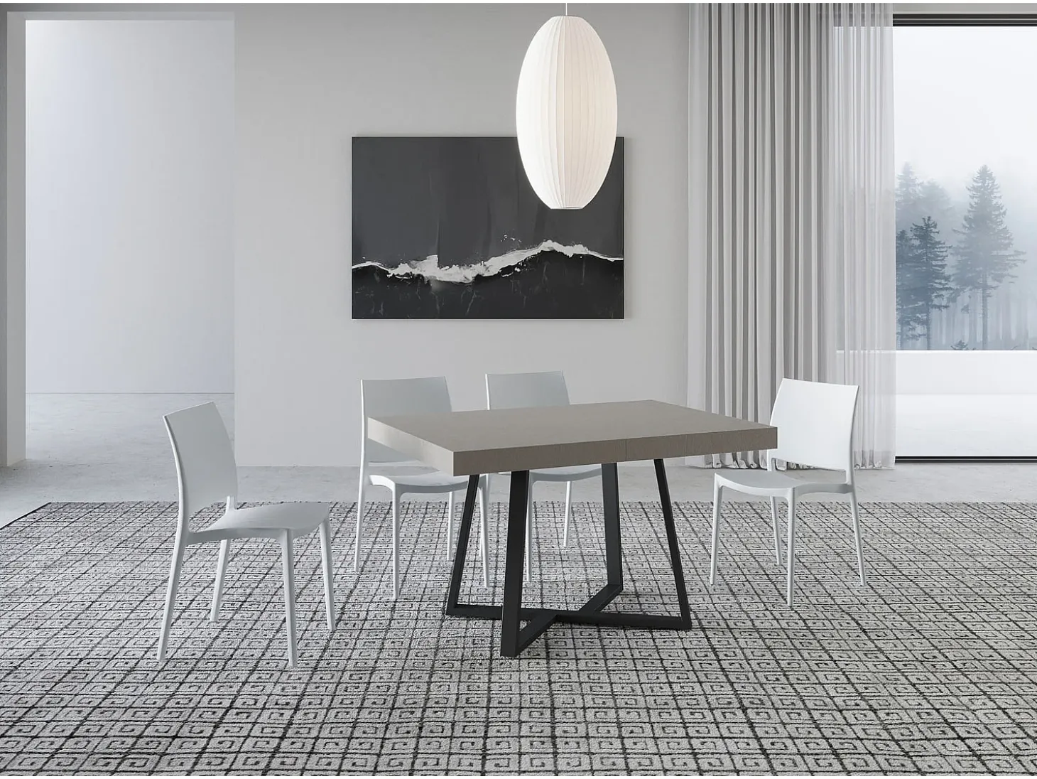 Mesa extensible 120/224x90 cm Zeplir cachemira patas antracita