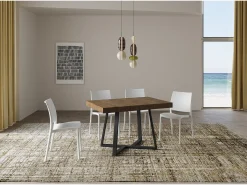 Mesa extensible 120/204x80 cm Zeplir nogal patas antracita