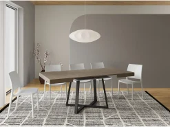 Mesa extensible 90/194x90 cm Zeplir gris paloma patas antracita