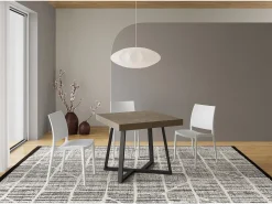 Mesa extensible 90/194x90 cm Zeplir gris paloma patas antracita