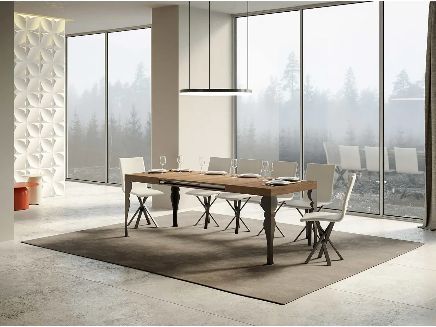 Mesa extensible 140/224x80cm Paxon roble natural patas antracita