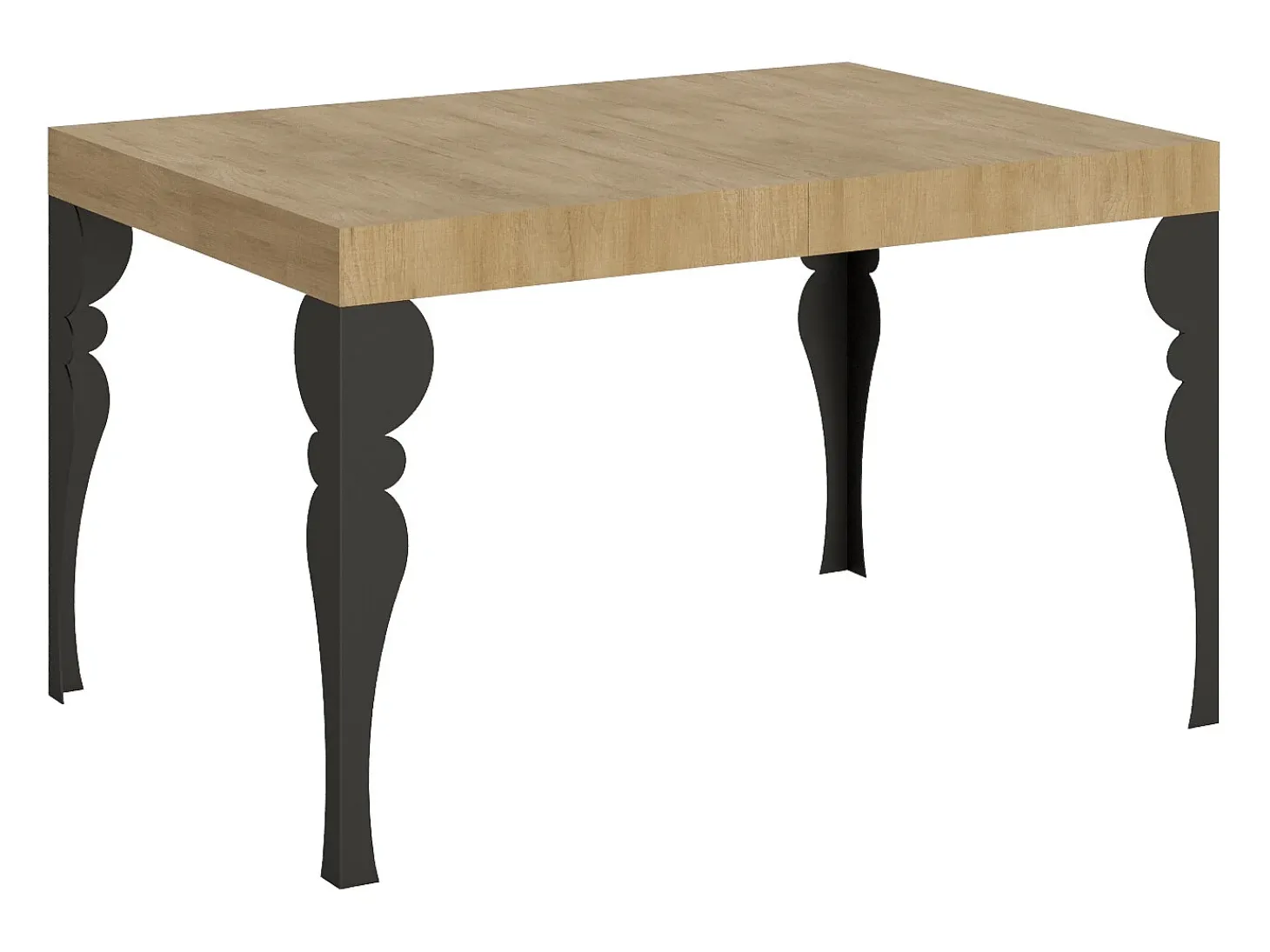 Mesa extensible 140/224x80cm Paxon roble natural patas antracita