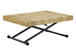 Mesa extensible y elevable 2 en 1 de MDF y acero - Natural y negro - MORIALA