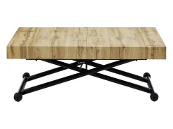 Mesa extensible y elevable 2 en 1 de MDF y acero - Natural y negro - MORIALA