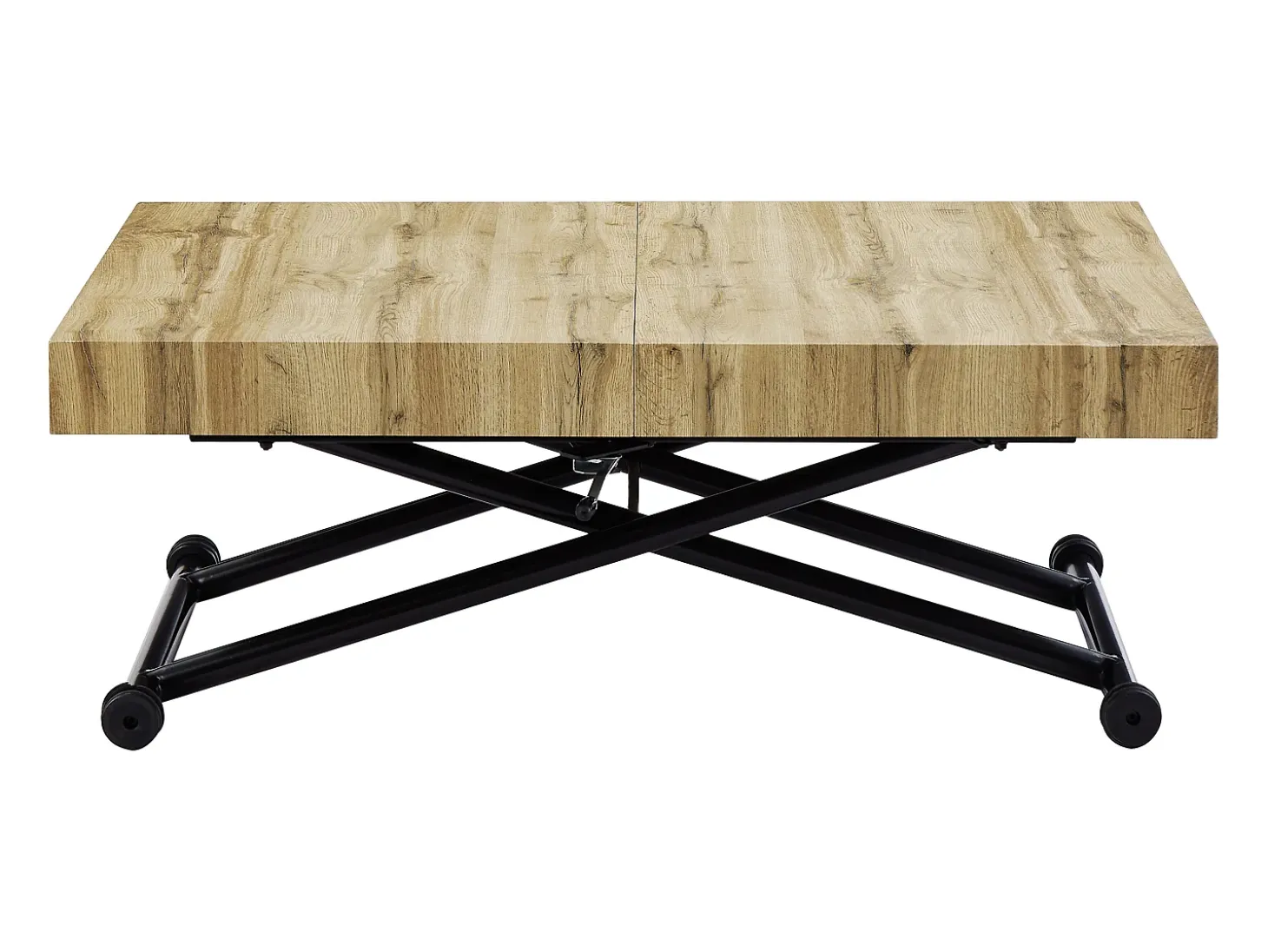 Mesa extensible y elevable 2 en 1 de MDF y acero - Natural y negro - MORIALA