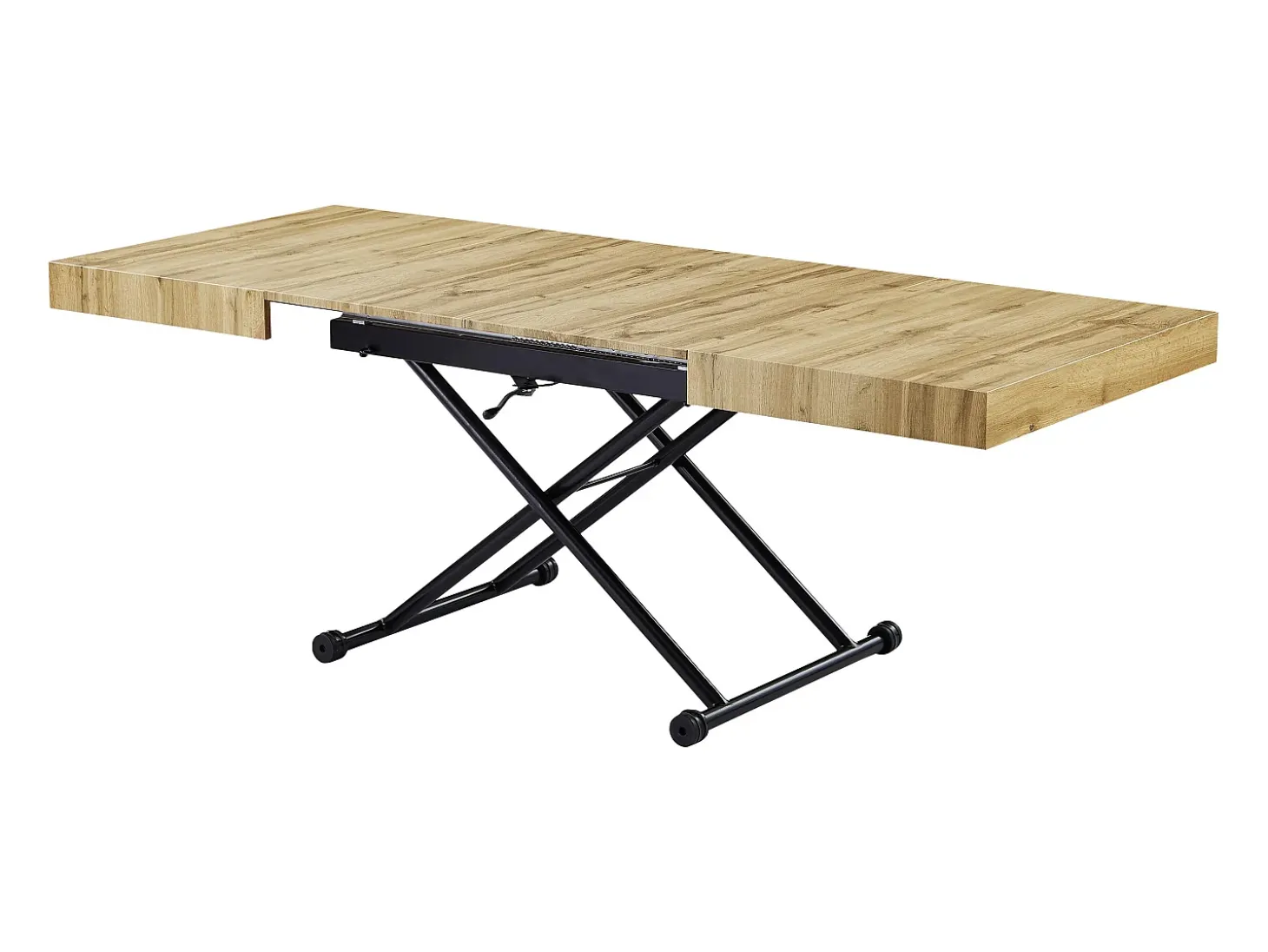Mesa extensible y elevable 2 en 1 de MDF y acero - Natural y negro - MORIALA