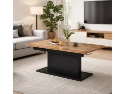 Mesa extensible y regulable en altura ALLAN negra y roble
