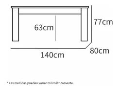 Mesa fija Kia para salón, cocina acabado roble cambrian, 77 cm(alto)140 cm(ancho)80 cm(la