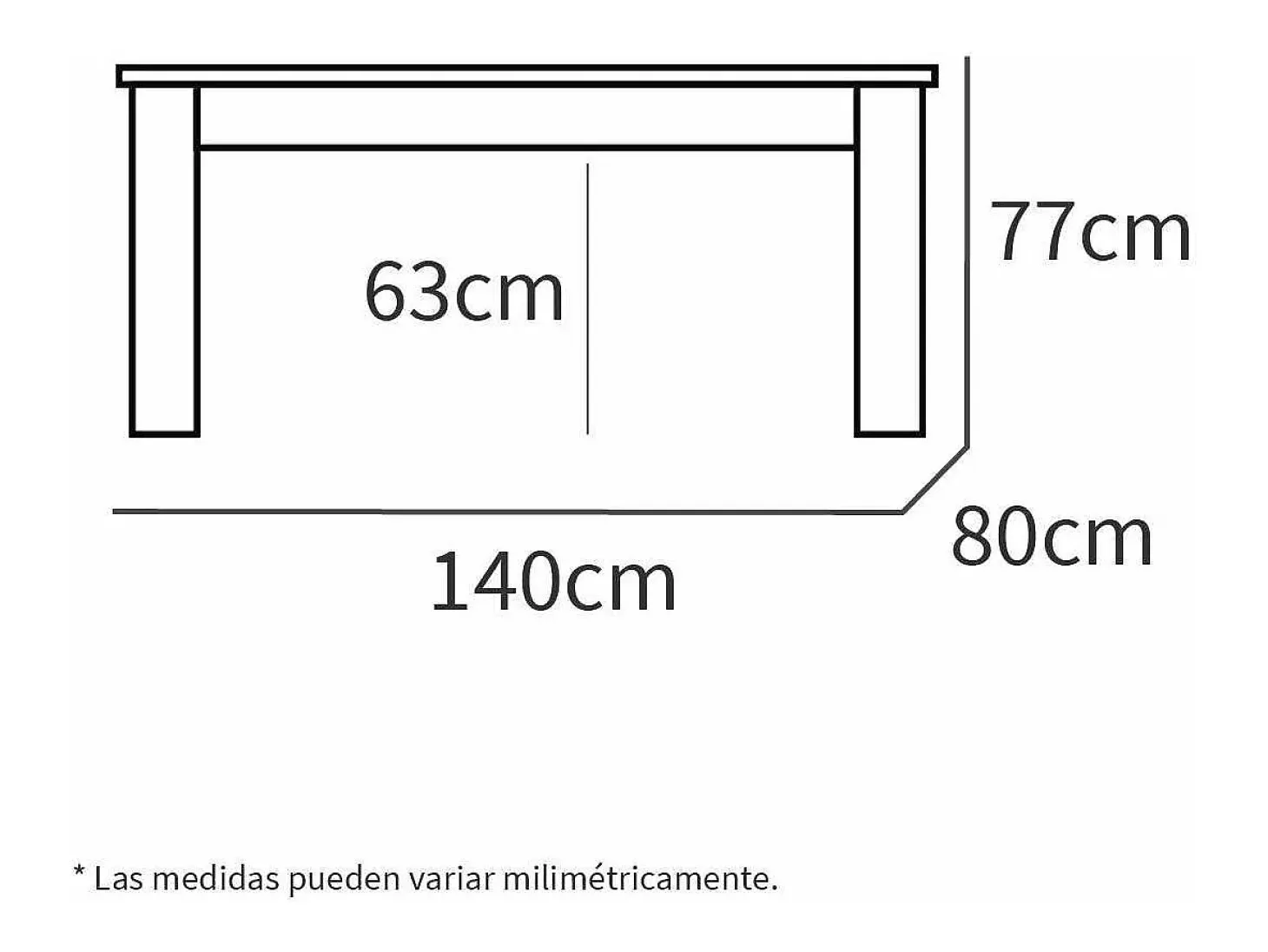 Mesa fija Kia para salón, cocina acabado roble gold, 77 cm(alto)140 cm(ancho)80 cm(largo)