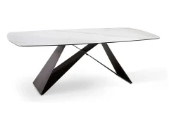 Mesa fija moderna "Loyra" en cerámica sobre cristal templado efecto mármol cm 220x110 76h