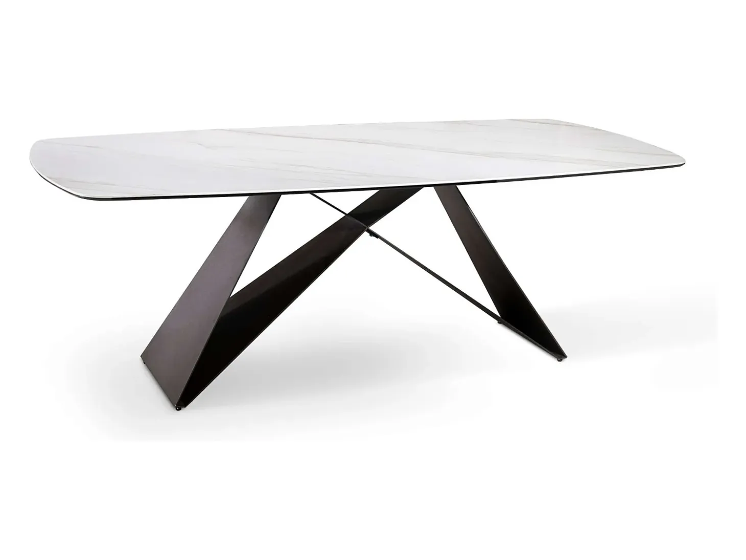 Mesa fija moderna "Loyra" en cerámica sobre cristal templado efecto mármol cm 220x110 76h