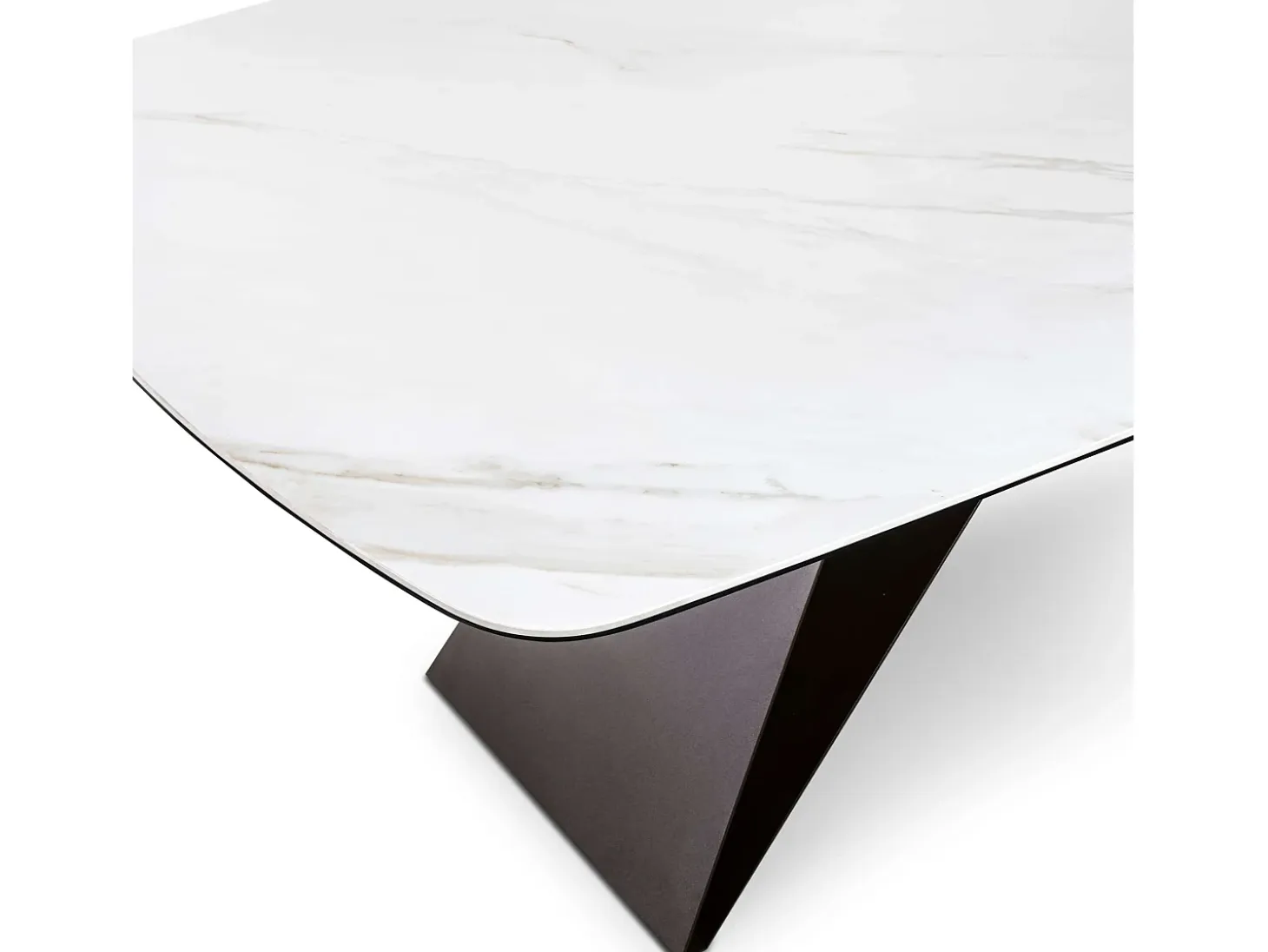 Mesa fija moderna "Loyra" en cerámica sobre cristal templado efecto mármol cm 220x110 76h
