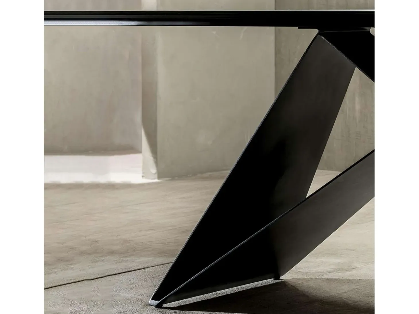 Mesa fija moderna "Loyra" en cerámica sobre cristal templado efecto mármol cm 220x110 76h