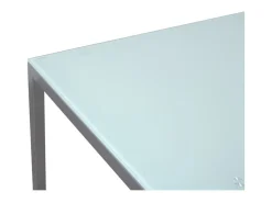 Mesa Fija para Cocina con Estructura de Acero Pintado Color Aluminio y Tapa de Cristal Templado Blanco - Medidas 110x70x75 cm