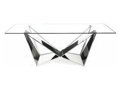 Mesa fija rectangular de vidrio templado Amparo, 220 x 100 x 77 cm (ancho x ancho x alto)
