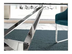 Mesa fija rectangular de vidrio templado Amparo, 220 x 100 x 77 cm (ancho x ancho x alto)