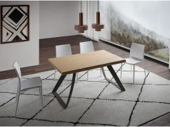 Mesa fija 90x160 cm Tabira roble descortezado patas antracita