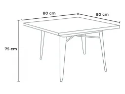mesa industrial de acero metal y madera 80x80 bar y casa allen - Negro