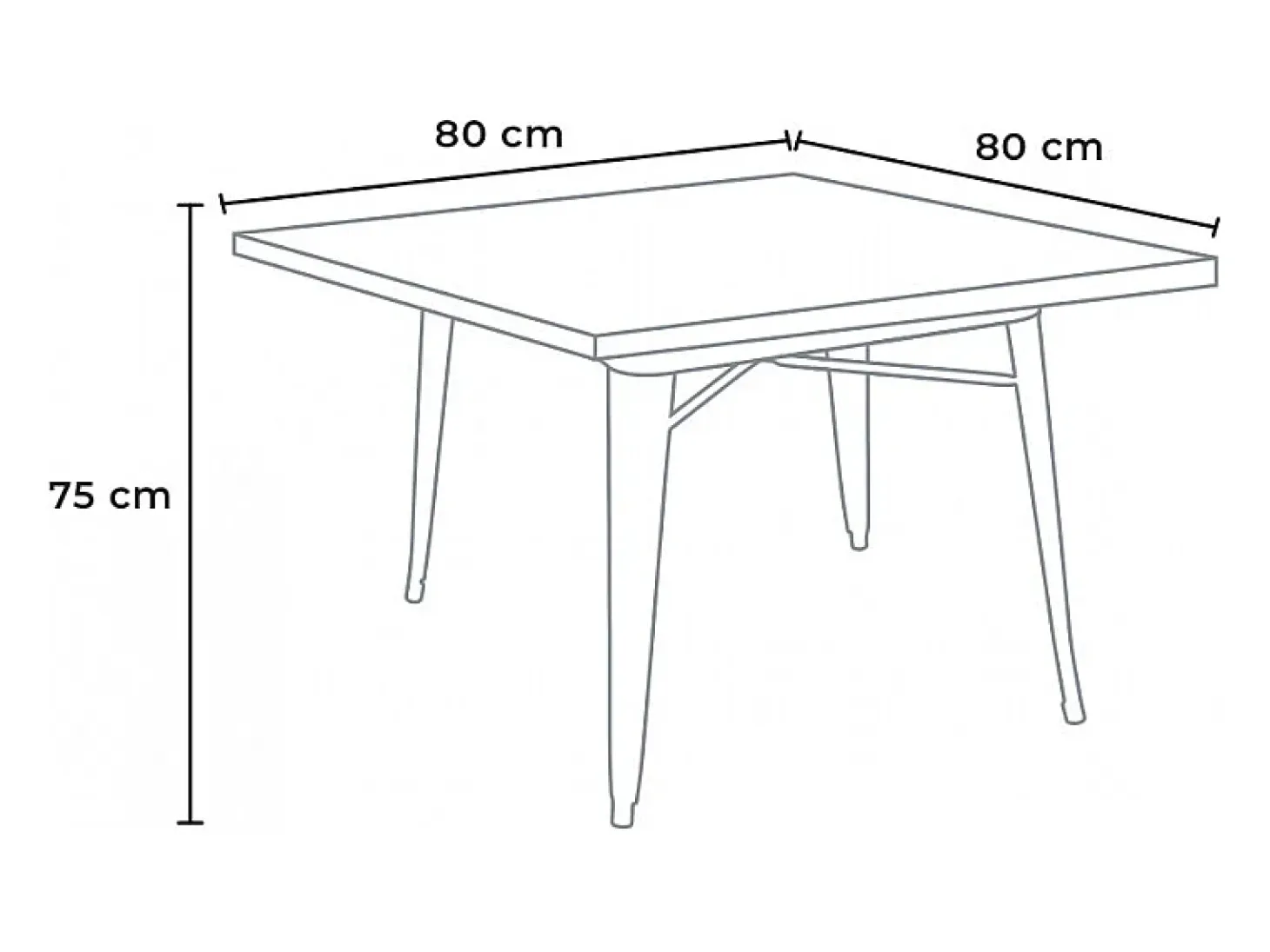 mesa industrial de acero metal y madera 80x80 bar y casa allen - Negro
