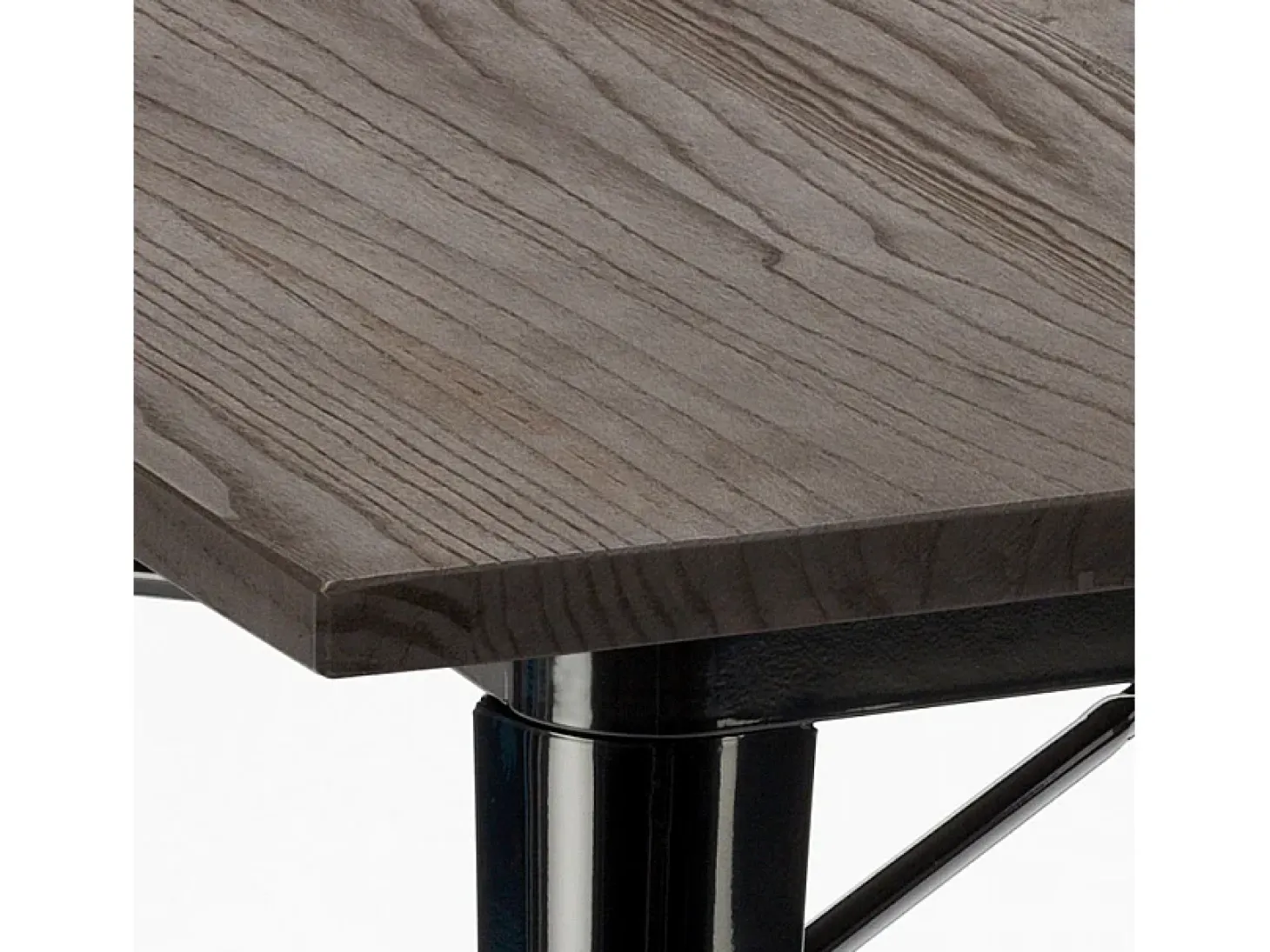 mesa industrial de acero metal y madera 80x80 bar y casa allen - Negro