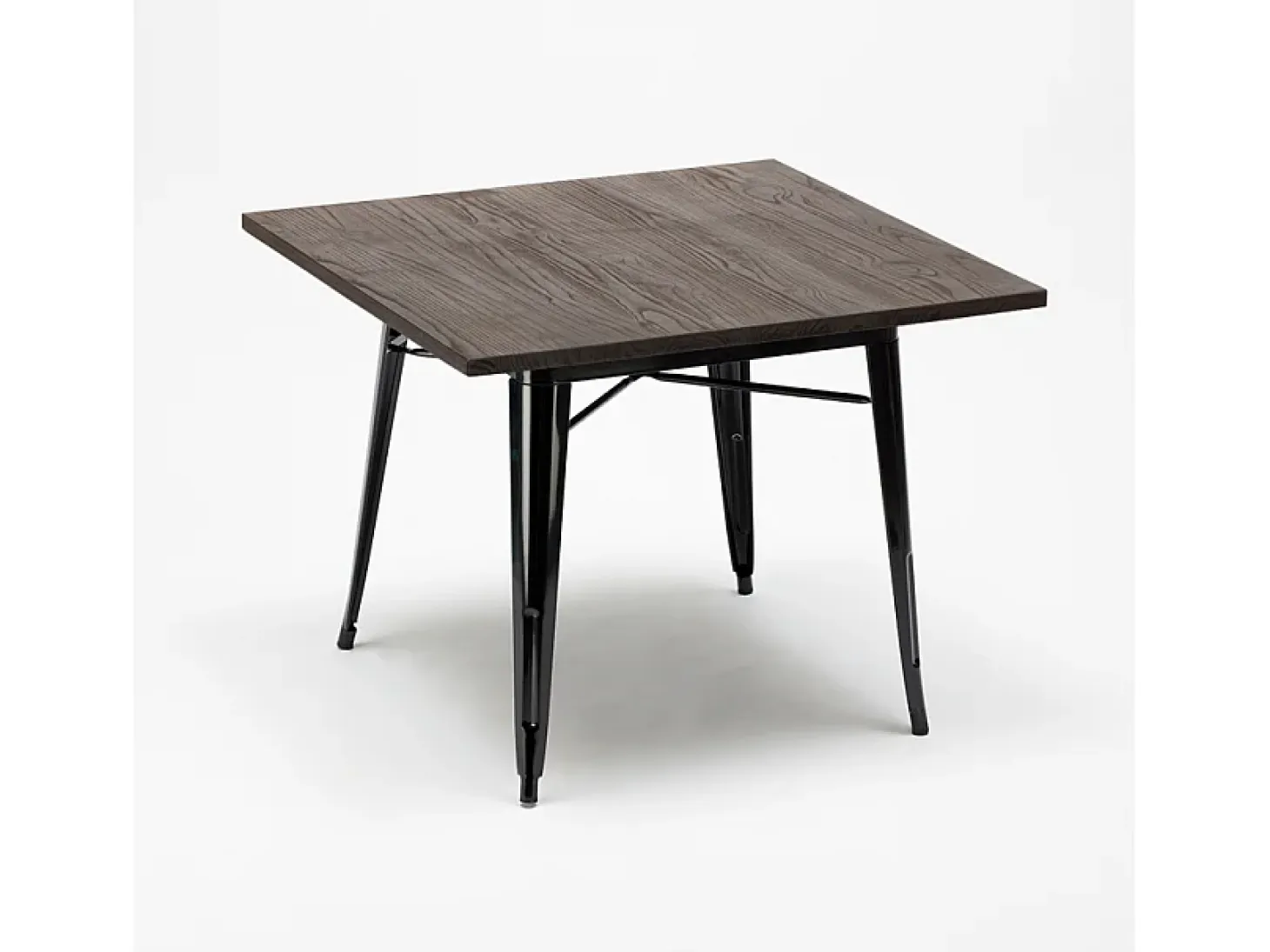 mesa industrial de acero metal y madera 80x80 bar y casa allen - Negro