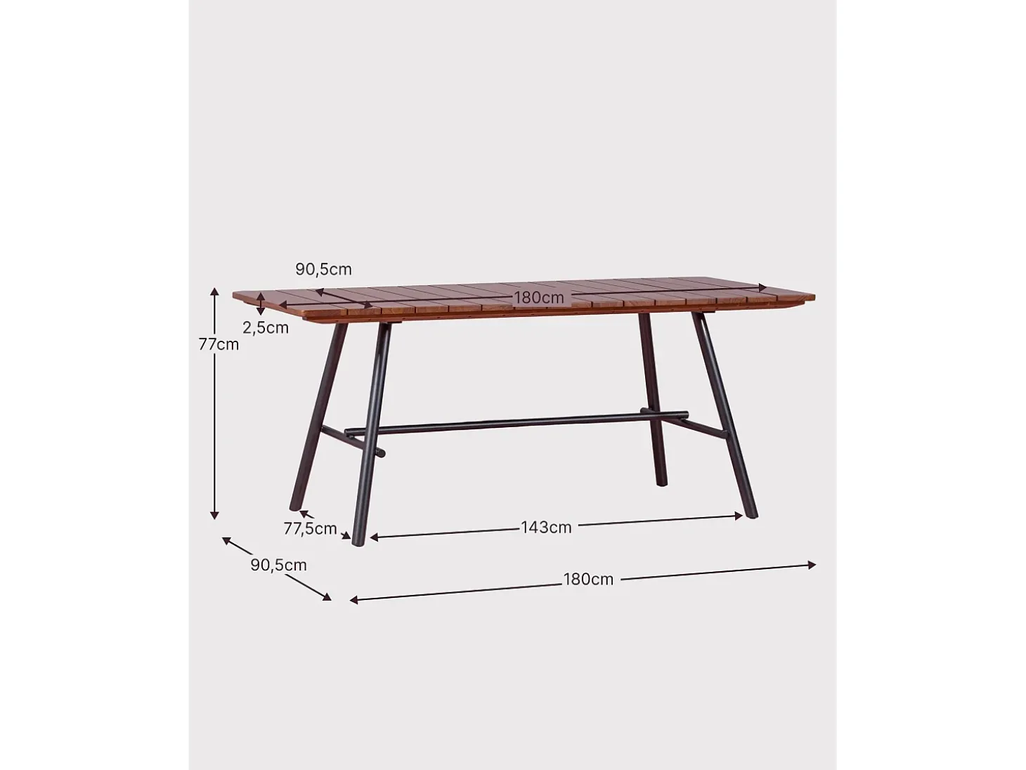 Mesa industrial de alta gama en madera de teca maciza - Fare - Teca