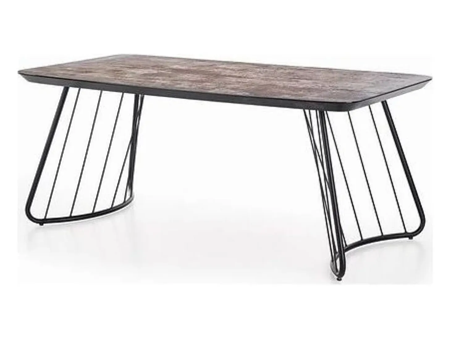 Mesa industrial de cristal y metal 180x90cm Invierno