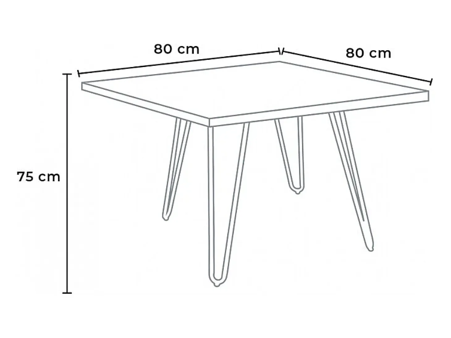 Mesa industrial de metal acero y madera 80x80 bar y casa Hammer - Nogal