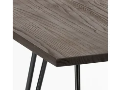 Mesa industrial de metal acero y madera 80x80 bar y casa Hammer - Nogal