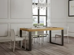Mesa industrial Tiroz 180 cm roble claro y patas de metal antracita