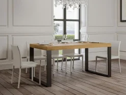 Mesa industrial Tiroz 160 cm roble claro y patas de metal antracita