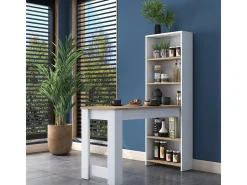 Mesa Kailua 1443, Blanco|Nogal, 75x50x120cm, Aglomerado laminado