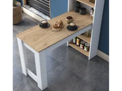 Mesa Kailua 1443, Blanco|Nogal, 75x50x120cm, Aglomerado laminado